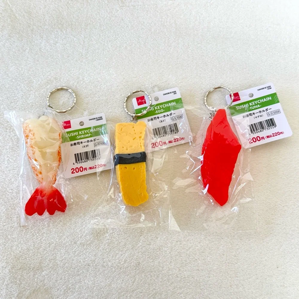 Daiso Sushi Keychain Set (Shrimp, Egg, Tuna)